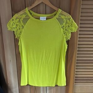 Bright Yellow Lace Sleeve Top
